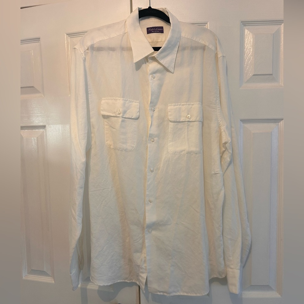 Ralph Lauren Purple Label Cream Casual Button-Down Shirt